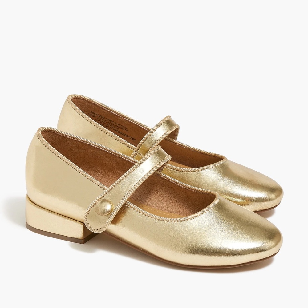 NWT J. Crew Gold metallic Girls size 11 Dress Shoes